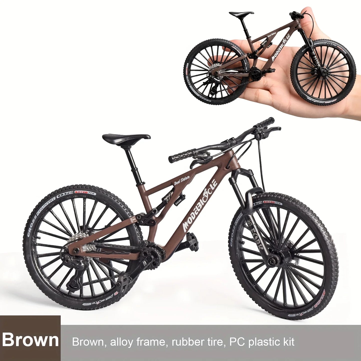 Bicicleta de montanha em liga metálica em escala 1:6, brinquedo realista com amortecedores dianteiros e traseiros para entusiastas de bicicletas
