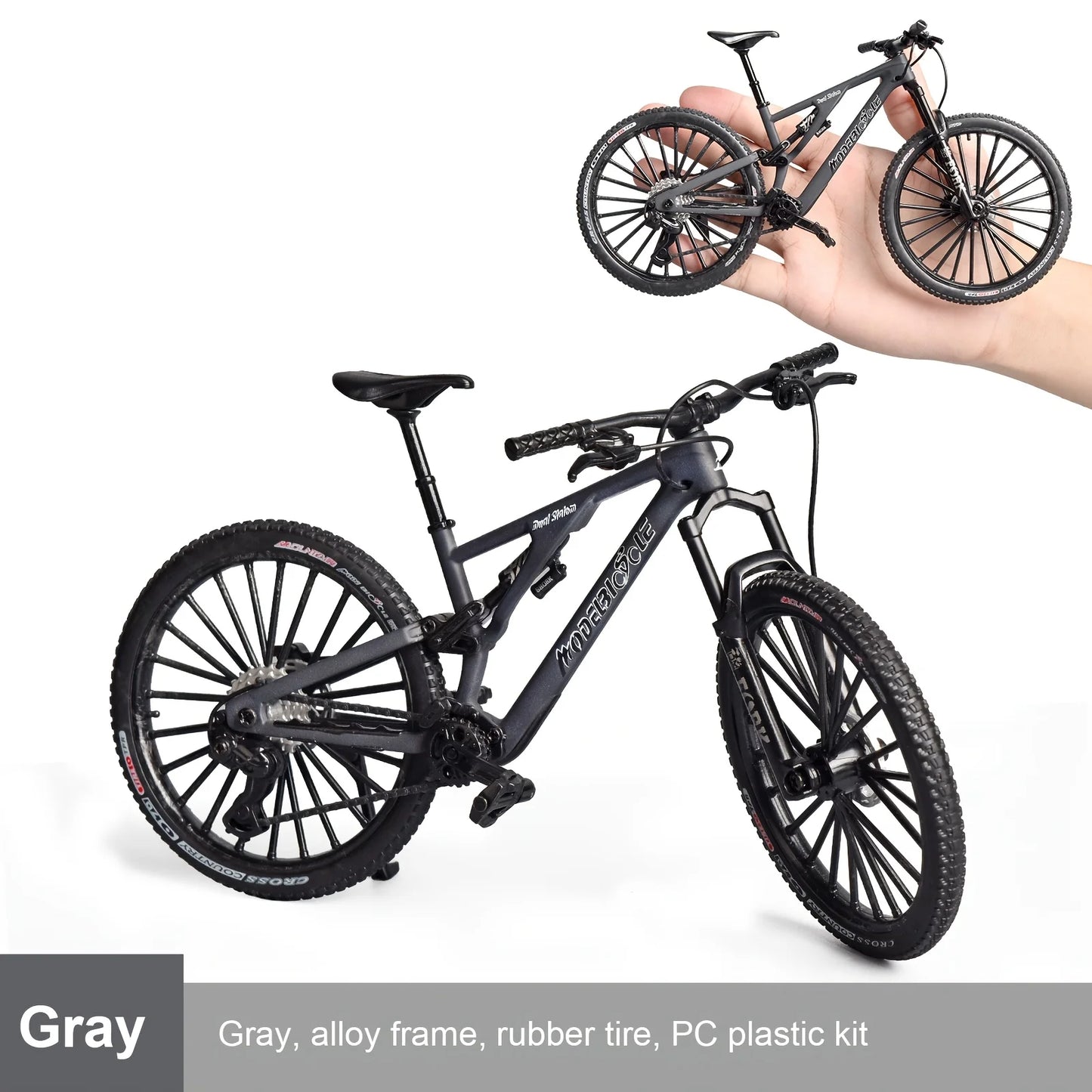 Bicicleta de montanha em liga metálica em escala 1:6, brinquedo realista com amortecedores dianteiros e traseiros para entusiastas de bicicletas