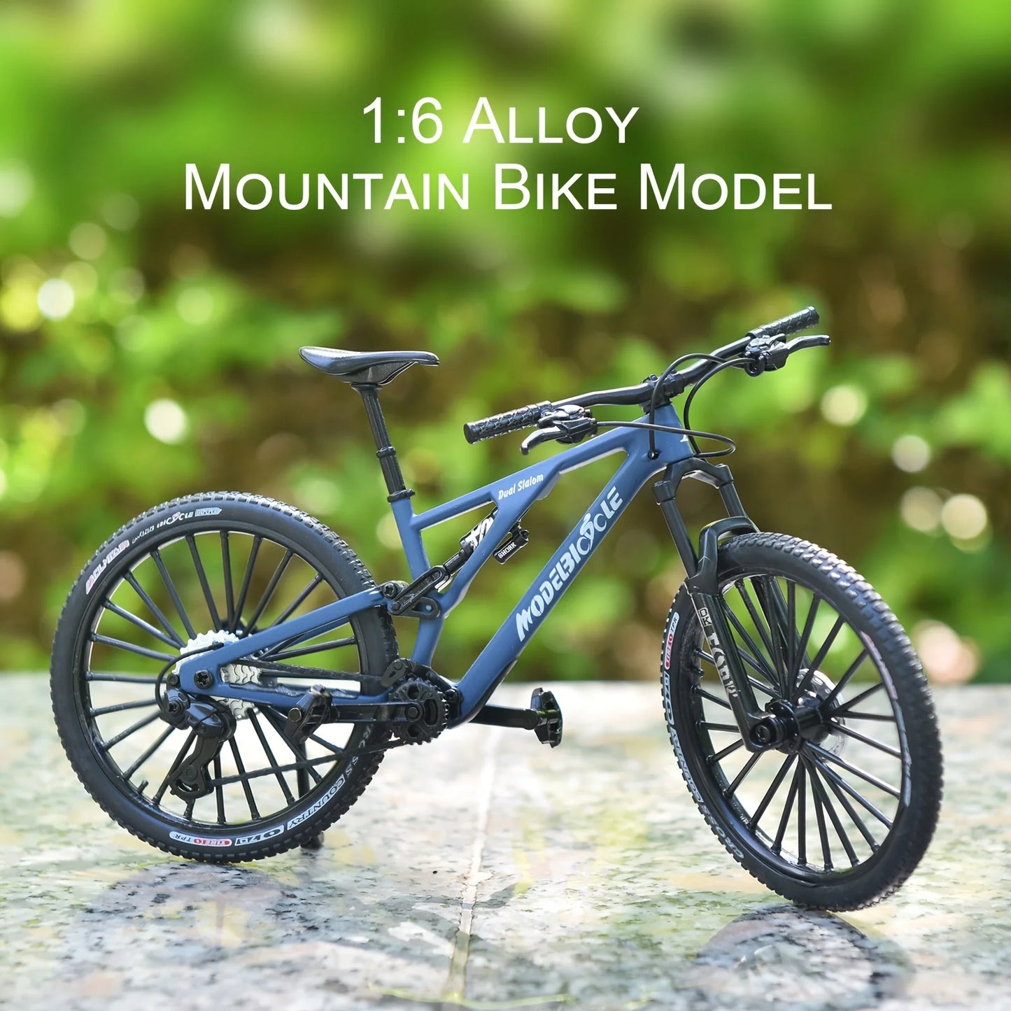 Bicicleta de montanha em liga metálica em escala 1:6, brinquedo realista com amortecedores dianteiros e traseiros para entusiastas de bicicletas
