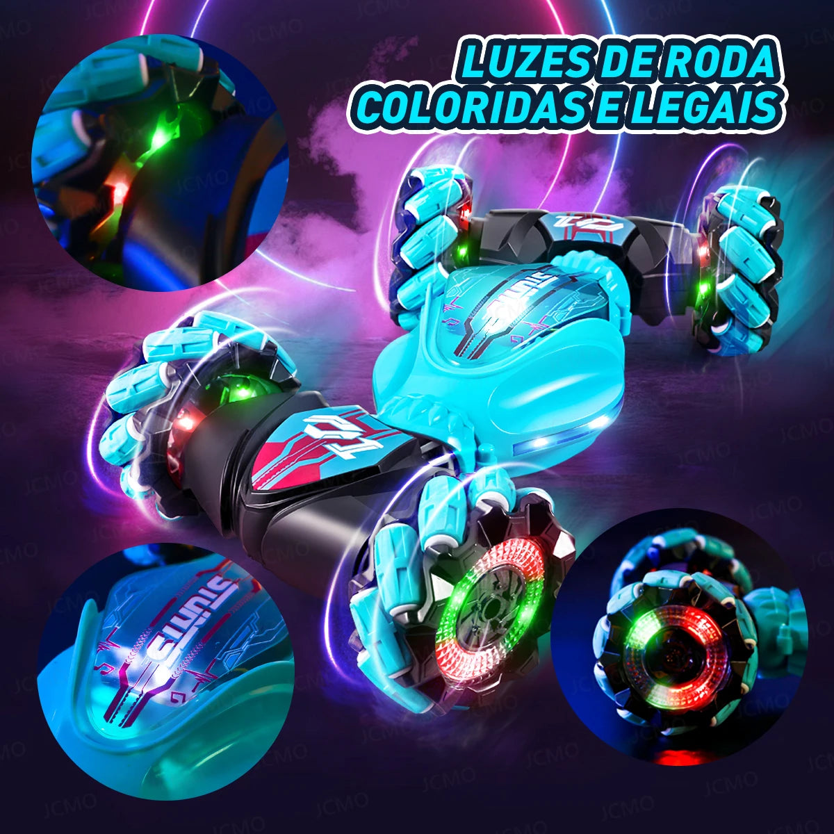 Carro de acrobacias RC 4WD 360°, carro de escalada giratório 2.4G, carro de controle remoto sem fio, brinquedo para meninos, veículo elétrico, presente com música e luz