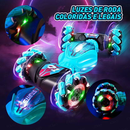 Carro de acrobacias RC 4WD 360°, carro de escalada giratório 2.4G, carro de controle remoto sem fio, brinquedo para meninos, veículo elétrico, presente com música e luz