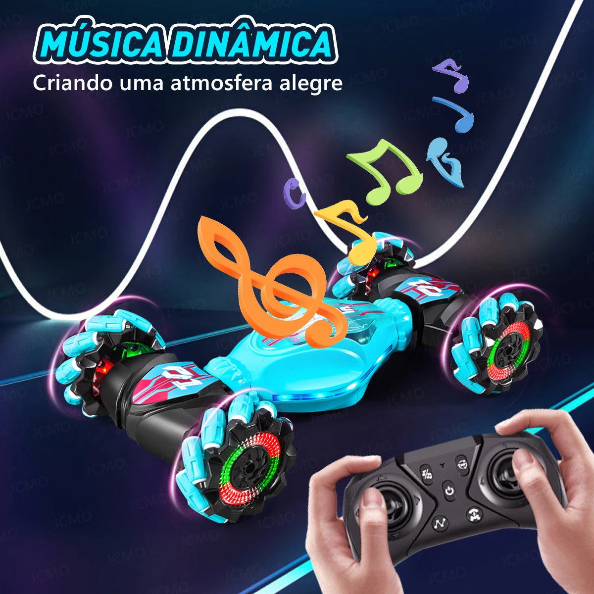 Carro de acrobacias RC 4WD 360°, carro de escalada giratório 2.4G, carro de controle remoto sem fio, brinquedo para meninos, veículo elétrico, presente com música e luz