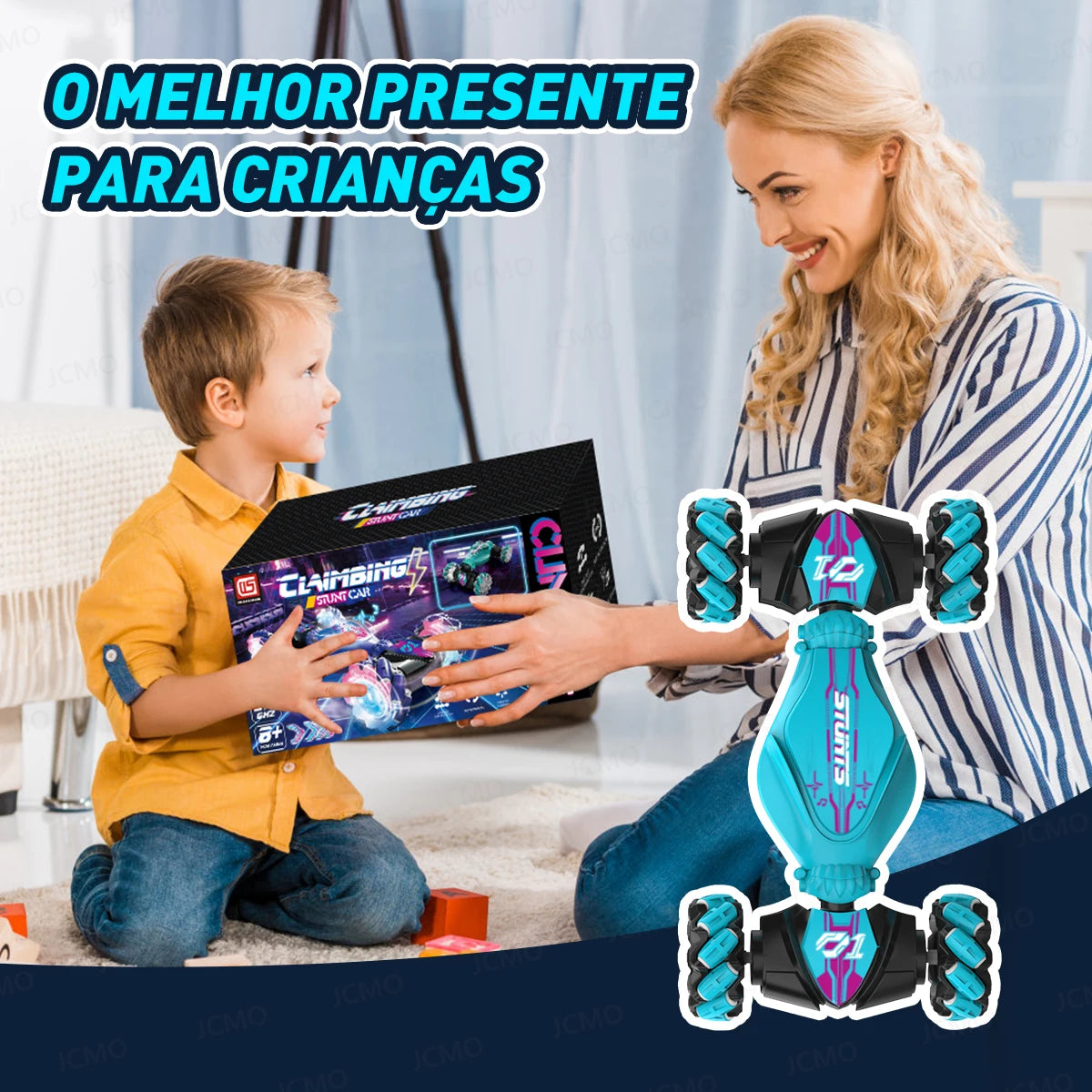 Carro de acrobacias RC 4WD 360°, carro de escalada giratório 2.4G, carro de controle remoto sem fio, brinquedo para meninos, veículo elétrico, presente com música e luz