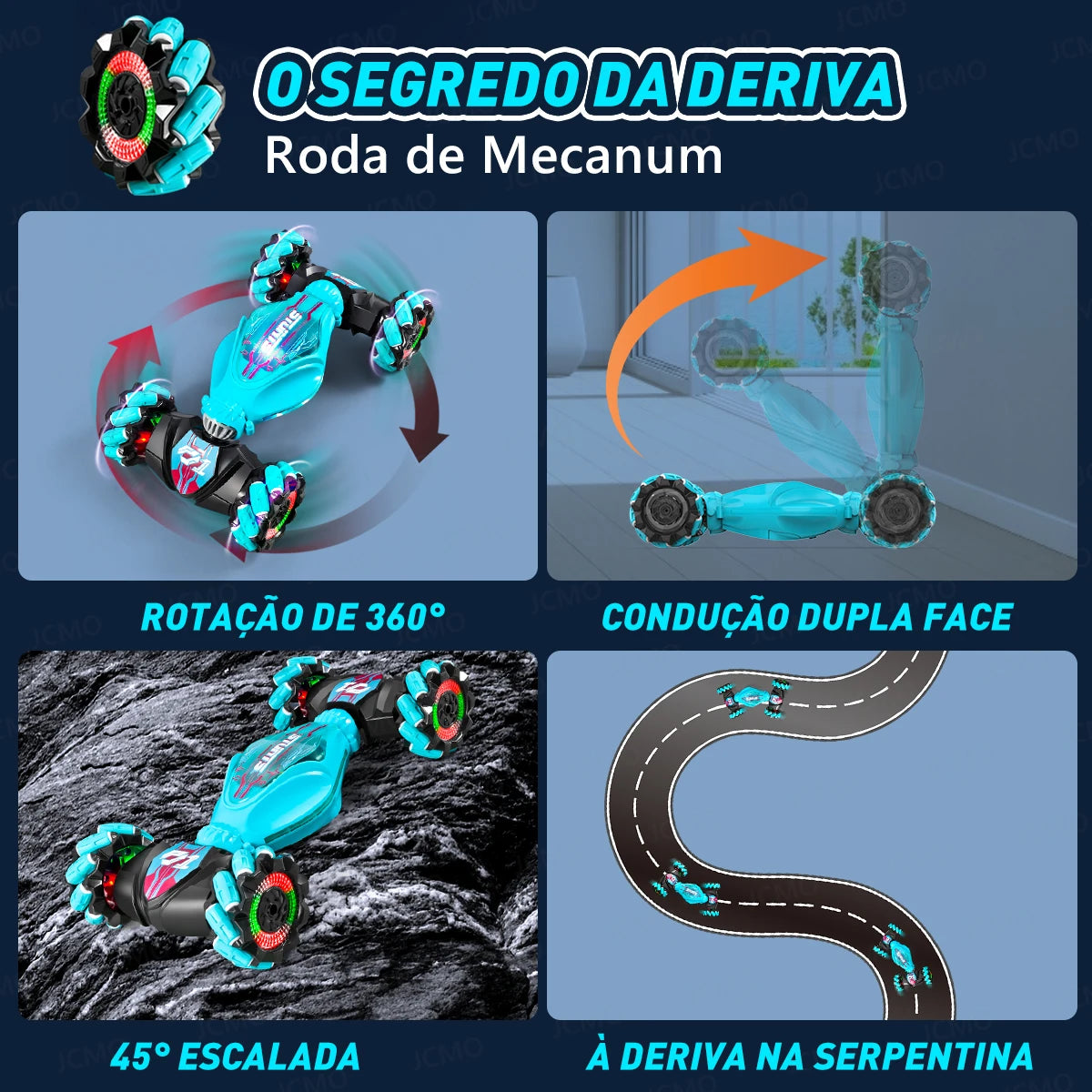 Carro de acrobacias RC 4WD 360°, carro de escalada giratório 2.4G, carro de controle remoto sem fio, brinquedo para meninos, veículo elétrico, presente com música e luz