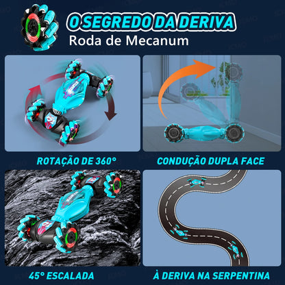 Carro de acrobacias RC 4WD 360°, carro de escalada giratório 2.4G, carro de controle remoto sem fio, brinquedo para meninos, veículo elétrico, presente com música e luz