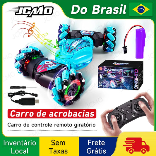Carro de acrobacias RC 4WD 360°, carro de escalada giratório 2.4G, carro de controle remoto sem fio, brinquedo para meninos, veículo elétrico, presente com música e luz