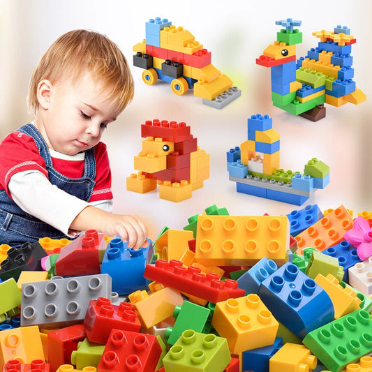 Tijolos de construção de plástico de tamanho grande, acessórios de montagem, blocos de construção, brinquedos para crianças, presente