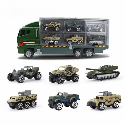 Conjunto de caminhões grandes, mini carros de brinquedo fundidos em liga metálica, veículos de transporte, caminhão, helicóptero, tanque, caminhão de bombeiros, engenharia, brinquedos para crianças