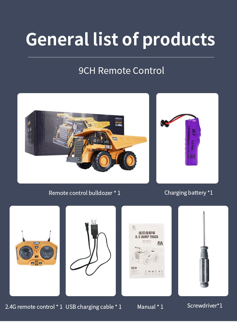 Escavadeira RC 1:20 Caminhão de controle remoto 2.4G RC Crawler Veículo de engenharia Caminhão de controle remoto Presentes de Natal para o dia das crianças
