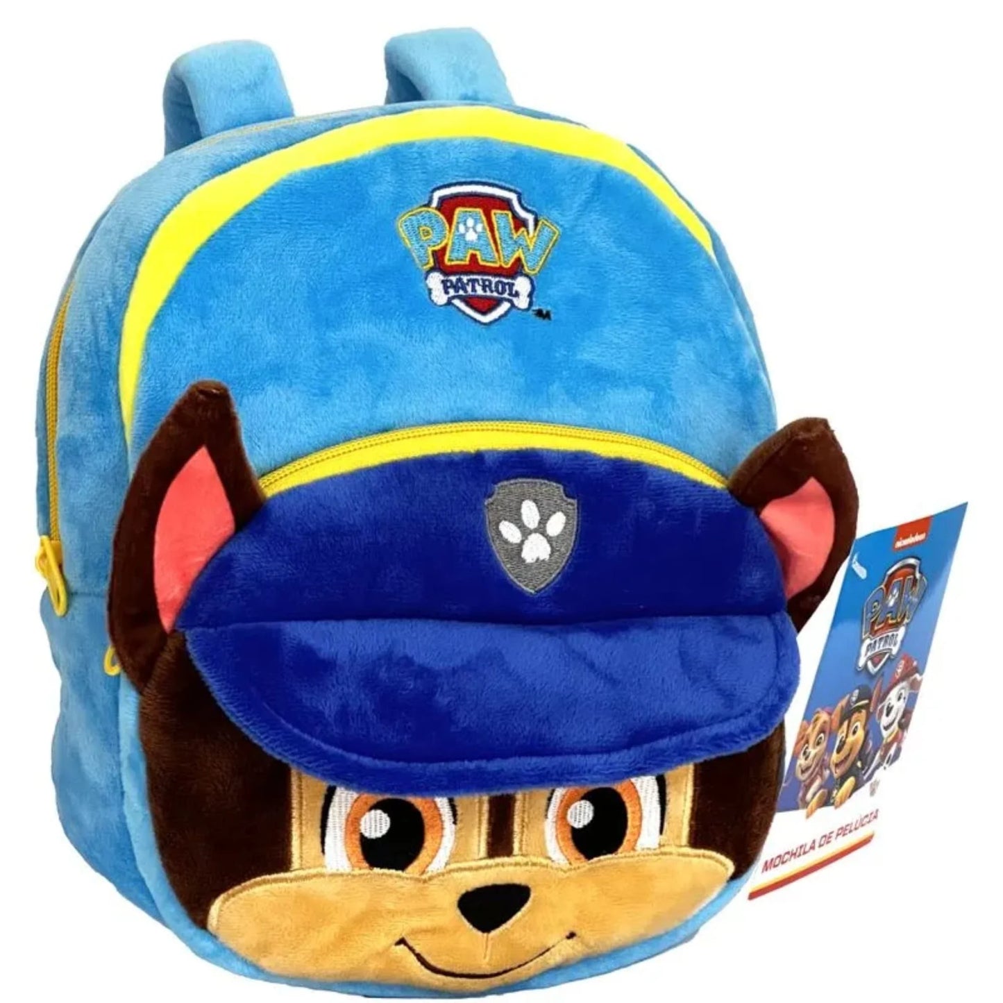 COMBO Boneco Gigante Chase + Mochila Infantil 45cm Patrulha Canina Candide Mimo Toys