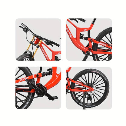 Bicicleta de montanha em liga metálica em escala 1:6, brinquedo realista com amortecedores dianteiros e traseiros para entusiastas de bicicletas