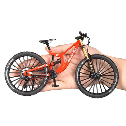 Bicicleta de montanha em liga metálica em escala 1:6, brinquedo realista com amortecedores dianteiros e traseiros para entusiastas de bicicletas