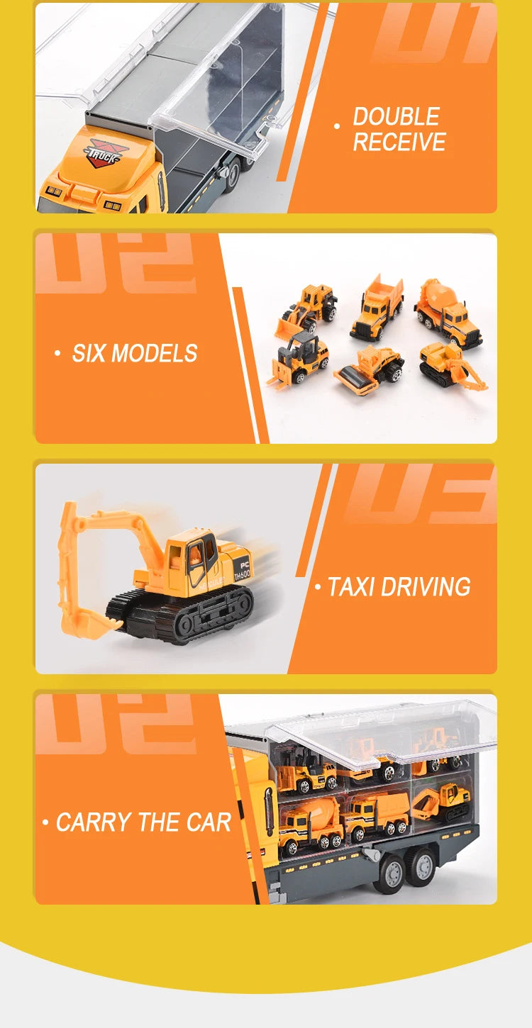 Conjunto de caminhões grandes, mini carros de brinquedo fundidos em liga metálica, veículos de transporte, caminhão, helicóptero, tanque, caminhão de bombeiros, engenharia, brinquedos para crianças