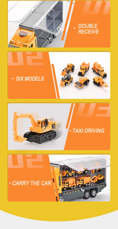 Conjunto de caminhões grandes, mini carros de brinquedo fundidos em liga metálica, veículos de transporte, caminhão, helicóptero, tanque, caminhão de bombeiros, engenharia, brinquedos para crianças