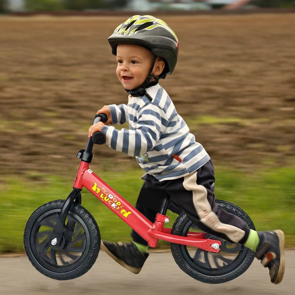 Bicicleta de equilíbrio de 12 polegadas para meninos e meninas de 2 a 6 anos, sem pedal, bicicleta de treinamento com assento de guidão ajustável, brinquedos esportivos ao ar livre