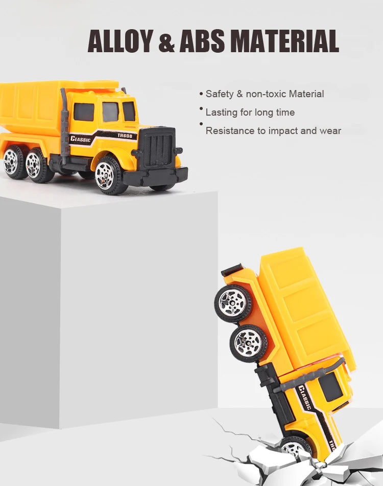 Conjunto de caminhões grandes, mini carros de brinquedo fundidos em liga metálica, veículos de transporte, caminhão, helicóptero, tanque, caminhão de bombeiros, engenharia, brinquedos para crianças