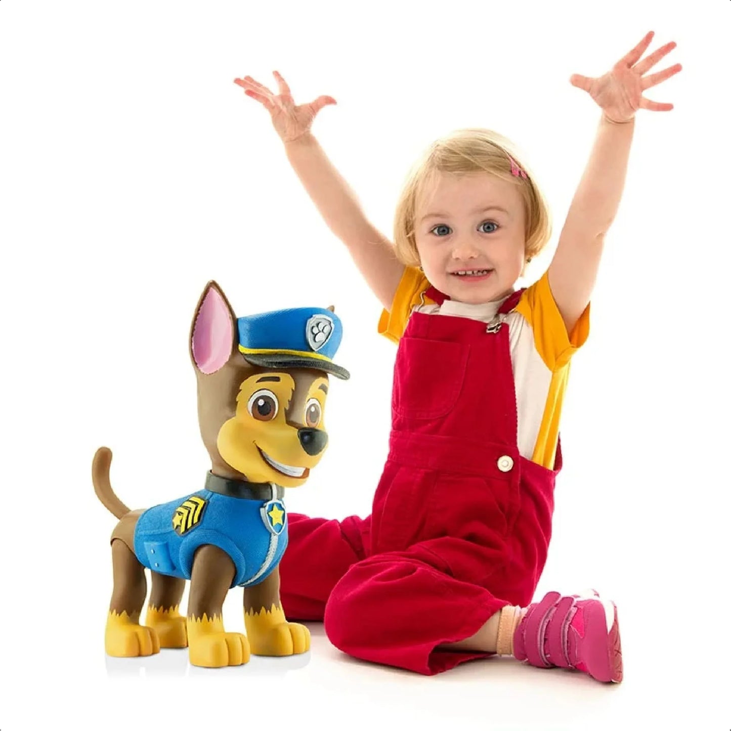 COMBO Boneco Gigante Chase + Mochila Infantil 45cm Patrulha Canina Candide Mimo Toys