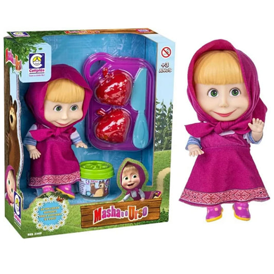 Boneca Masha e o Urso 18 cm com Acessórios para Crianças a Partir de 3 Anos Pratos-2569