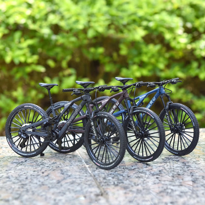 Bicicleta de montanha em liga metálica em escala 1:6, brinquedo realista com amortecedores dianteiros e traseiros para entusiastas de bicicletas
