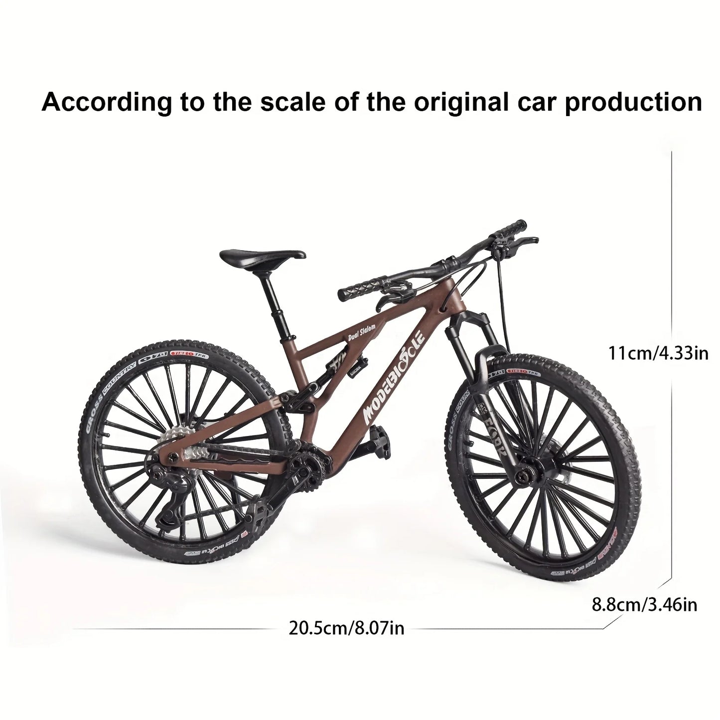 Bicicleta de montanha em liga metálica em escala 1:6, brinquedo realista com amortecedores dianteiros e traseiros para entusiastas de bicicletas