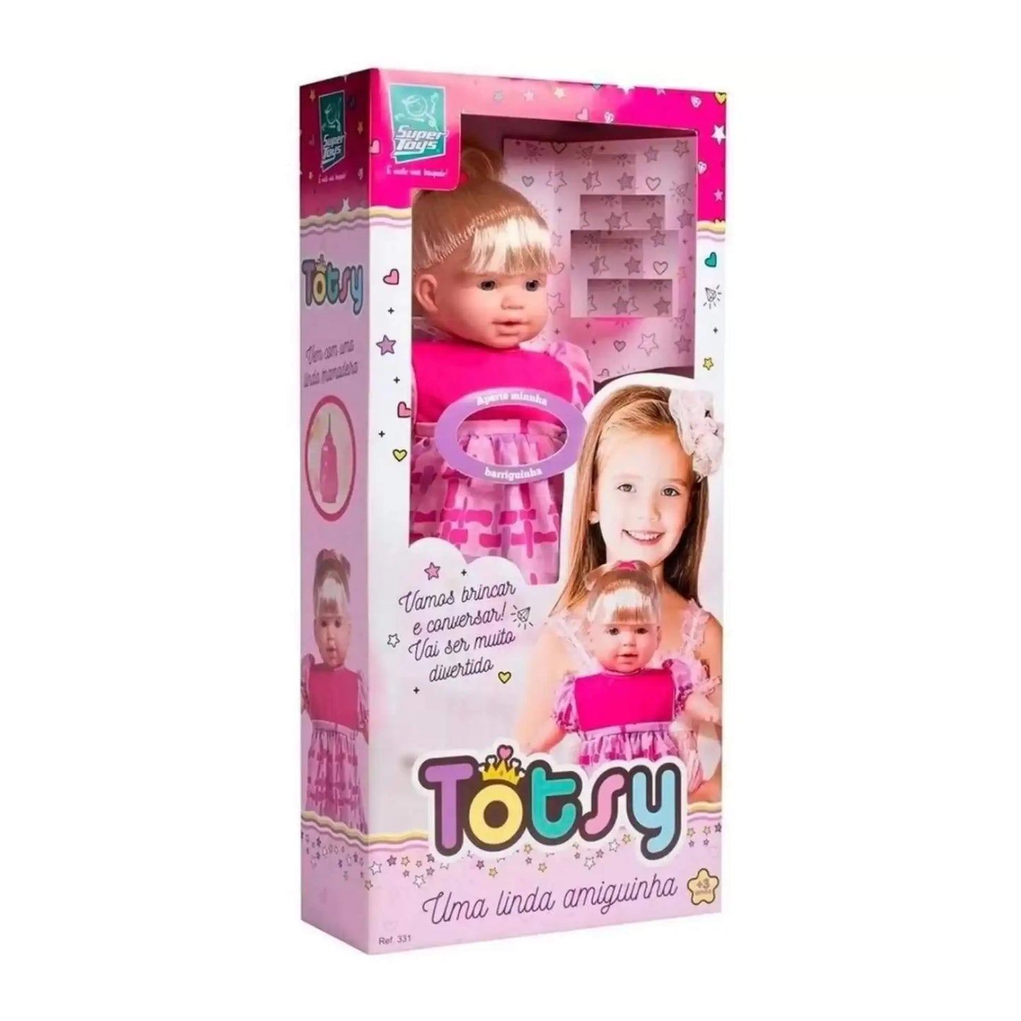 Boneca Totsy fala 113 frases com cabelo e chupeta Super Toys - 331