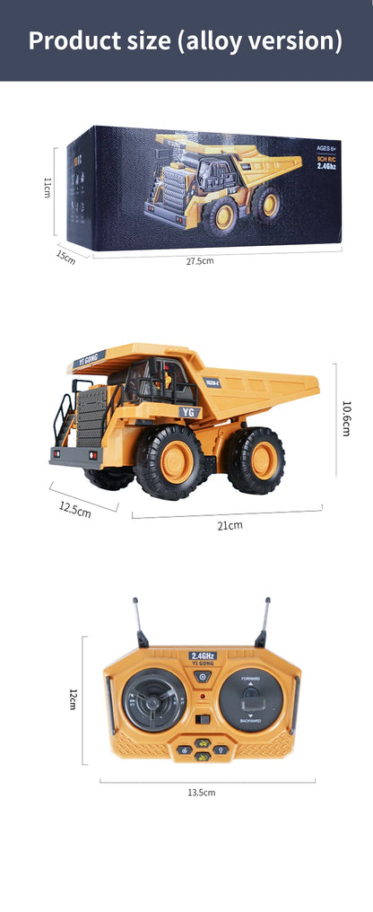 Escavadeira RC 1:20 Caminhão de controle remoto 2.4G RC Crawler Veículo de engenharia Caminhão de controle remoto Presentes de Natal para o dia das crianças