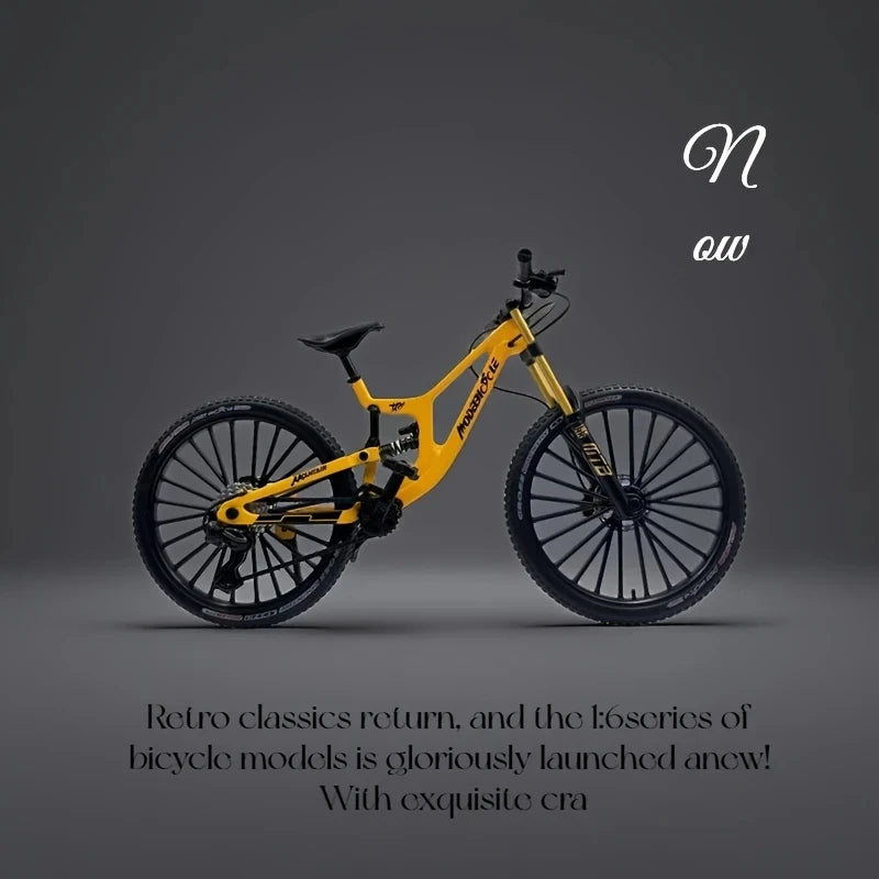 Bicicleta de montanha em liga metálica em escala 1:6, brinquedo realista com amortecedores dianteiros e traseiros para entusiastas de bicicletas