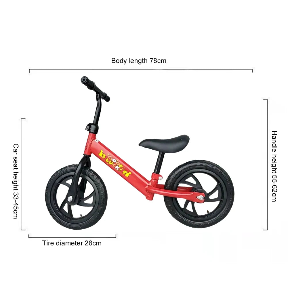 Bicicleta de equilíbrio de 12 polegadas para meninos e meninas de 2 a 6 anos, sem pedal, bicicleta de treinamento com assento de guidão ajustável, brinquedos esportivos ao ar livre