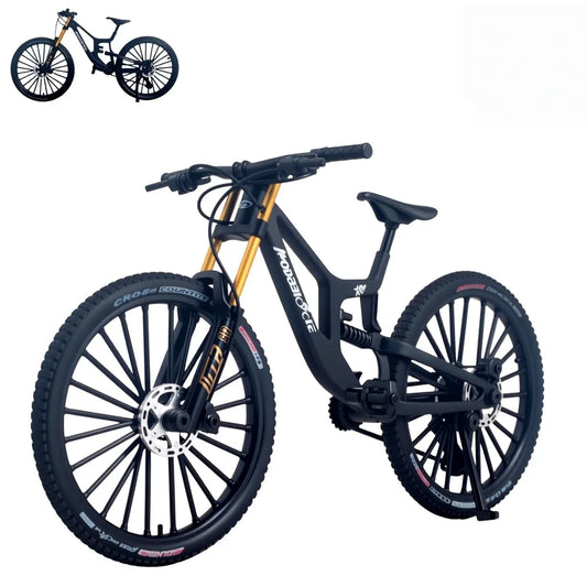 Bicicleta de montanha em liga metálica em escala 1:6, brinquedo realista com amortecedores dianteiros e traseiros para entusiastas de bicicletas