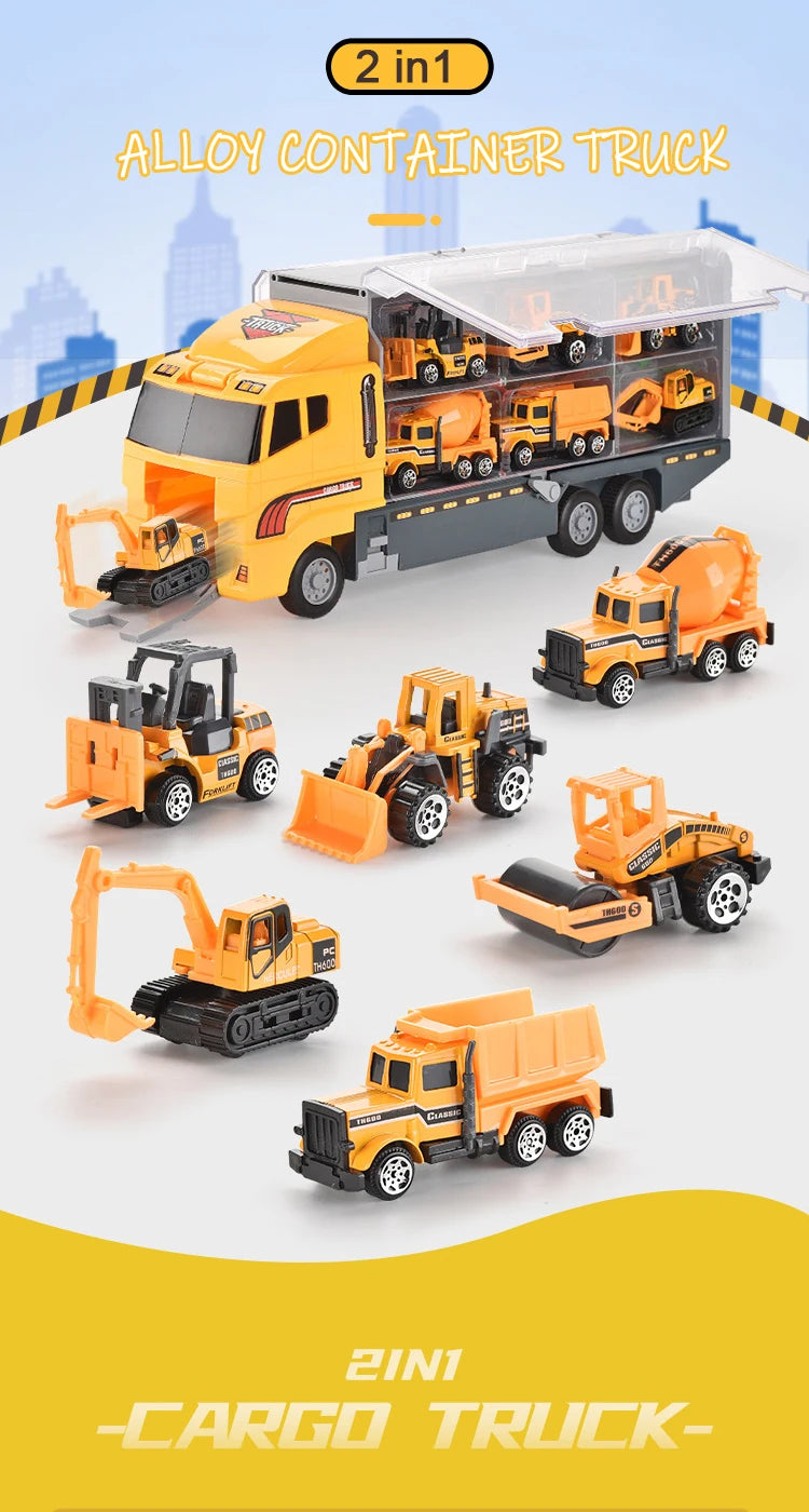 Conjunto de caminhões grandes, mini carros de brinquedo fundidos em liga metálica, veículos de transporte, caminhão, helicóptero, tanque, caminhão de bombeiros, engenharia, brinquedos para crianças