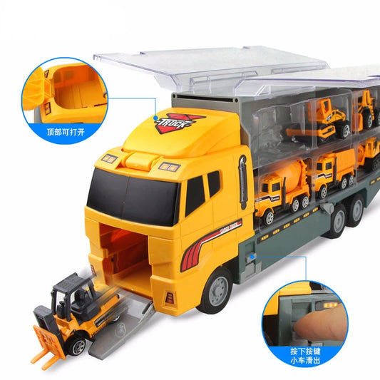Conjunto de caminhões grandes, mini carros de brinquedo fundidos em liga metálica, veículos de transporte, caminhão, helicóptero, tanque, caminhão de bombeiros, engenharia, brinquedos para crianças