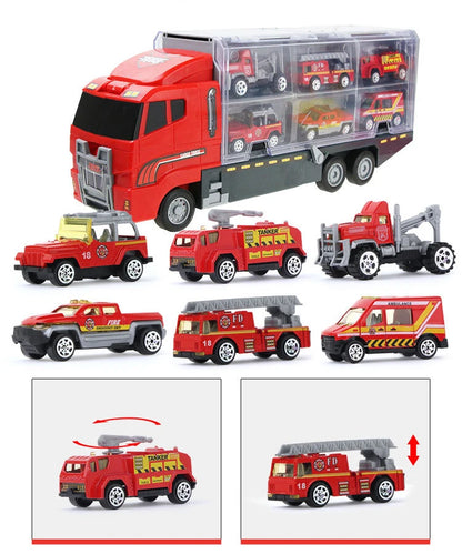 Conjunto de caminhões grandes, mini carros de brinquedo fundidos em liga metálica, veículos de transporte, caminhão, helicóptero, tanque, caminhão de bombeiros, engenharia, brinquedos para crianças