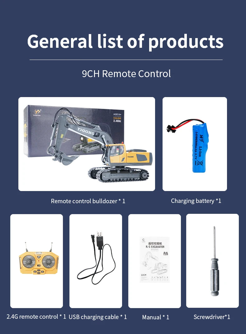 Escavadeira RC 1:20 Caminhão de controle remoto 2.4G RC Crawler Veículo de engenharia Caminhão de controle remoto Presentes de Natal para o dia das crianças