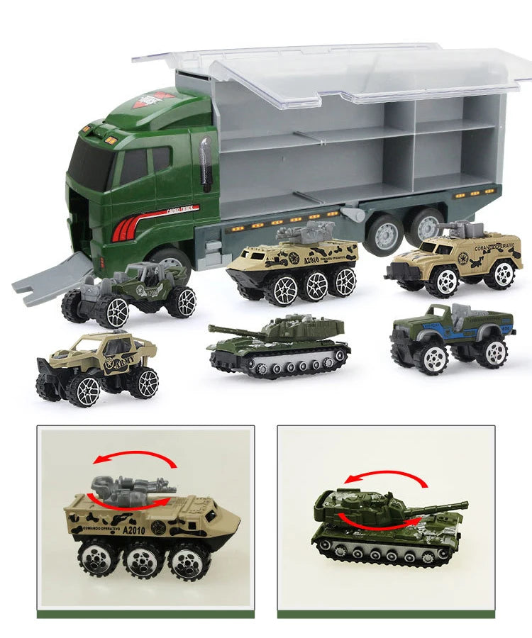 Conjunto de caminhões grandes, mini carros de brinquedo fundidos em liga metálica, veículos de transporte, caminhão, helicóptero, tanque, caminhão de bombeiros, engenharia, brinquedos para crianças
