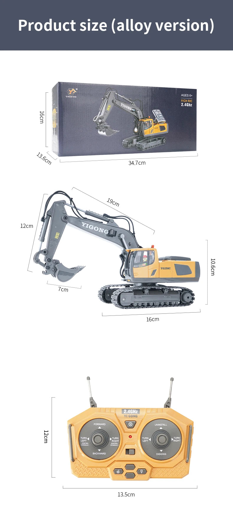 Escavadeira RC 1:20 Caminhão de controle remoto 2.4G RC Crawler Veículo de engenharia Caminhão de controle remoto Presentes de Natal para o dia das crianças