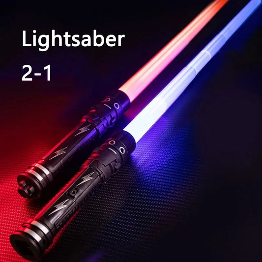 Espada Laser Sabre de Luz Vermelho e Azul Sabre Duplo Rave Transformação Presente Infantil Cosplay Arma Menino Brinquedo Piscante Legal