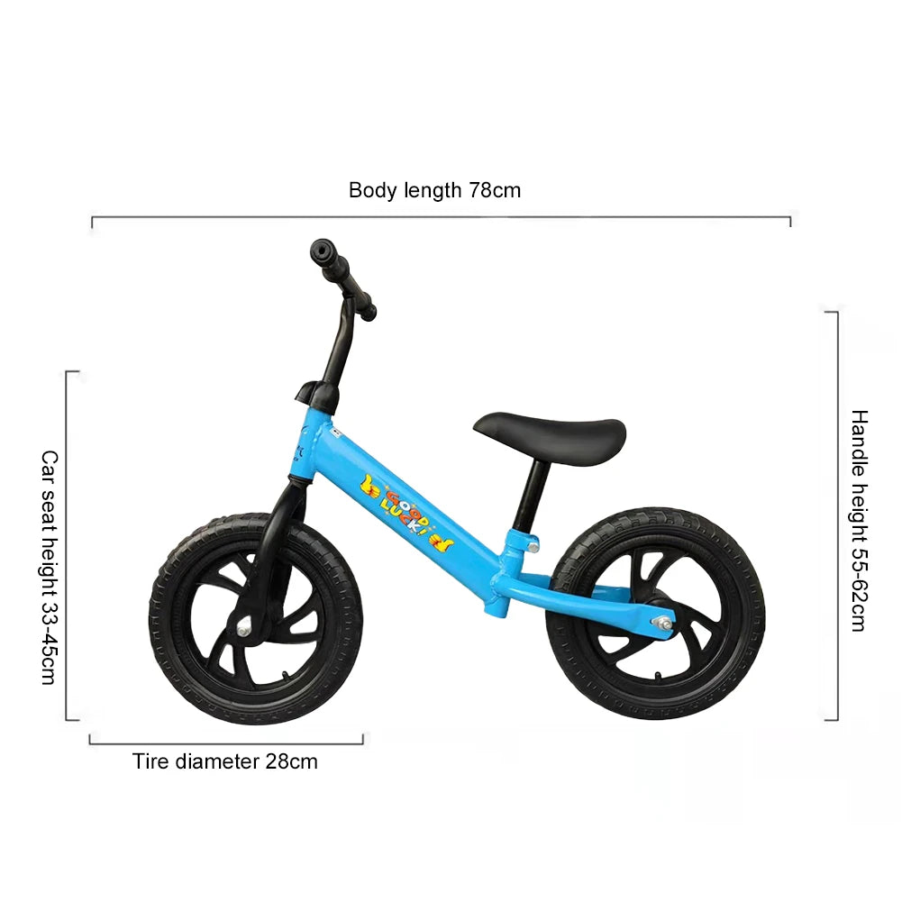 Bicicleta de equilíbrio de 12 polegadas para meninos e meninas de 2 a 6 anos, sem pedal, bicicleta de treinamento com assento de guidão ajustável, brinquedos esportivos ao ar livre