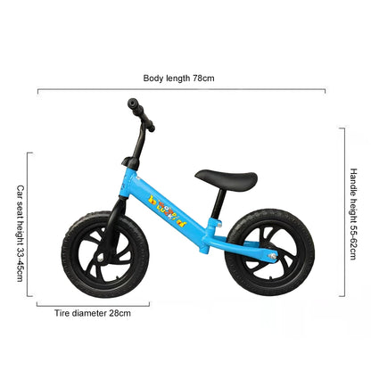 Bicicleta de equilíbrio de 12 polegadas para meninos e meninas de 2 a 6 anos, sem pedal, bicicleta de treinamento com assento de guidão ajustável, brinquedos esportivos ao ar livre